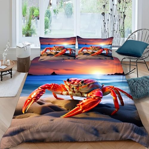 Housse de couette King 220x240cm Red Crab parure wild animals 2 taies