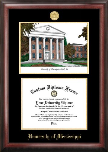 Campus Images University of Mississippi Gold Embossed Diploma Frame Lithograph