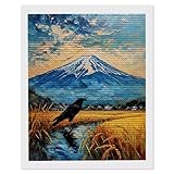 5D Diamond Painting Kit Completo, Pintura Diamante Fujiyama Cuervo, Diamond Painting Kits for Niños Beginners, Manualidades Adultos Pintura Para Decoración De Pared Del Hogar, Regalo 50x70cm l-244