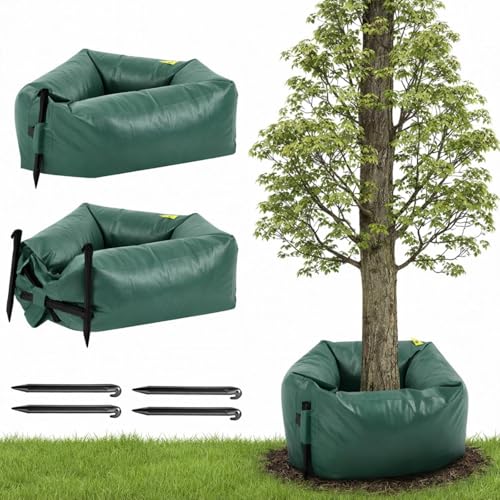 2 Pcs 15 Gallon Adjustable Diameter Tree Ring Watering Bag PE Slow Release Watering Bags Drip Irrigation Water Pouch Automatic Drip System for Thick Trees Newly Planted Tree Fruit Established Trees