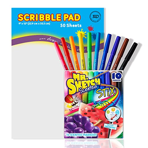 Scented Markers, 12 Count Assorted Colors Watercolor Markers + 4 Bonus Smelly Markers | Includes Drawing Pad #TOP16