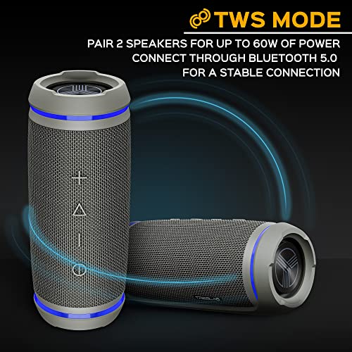 image for TREBLAB HD77 Gray - Bluetooth Portable Speaker - 360° HD Surround Sou
