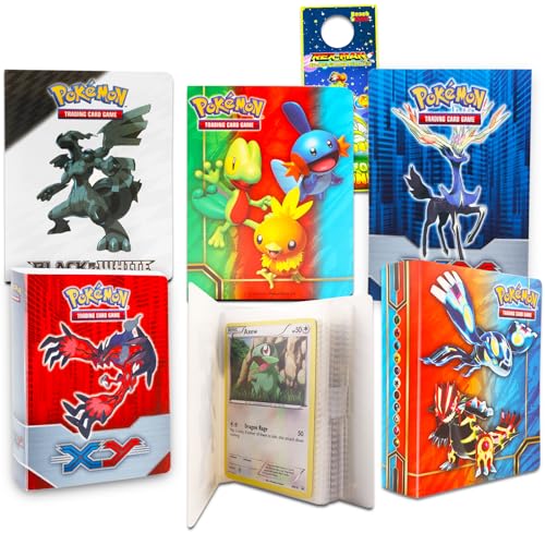 Pokemon Binders for Cards 6 Pack - Bundle with 6 Assorted Mini Binders, Each Holds 60 Cards Plus Door Hanger | Pokemon Card Carrying Case Set