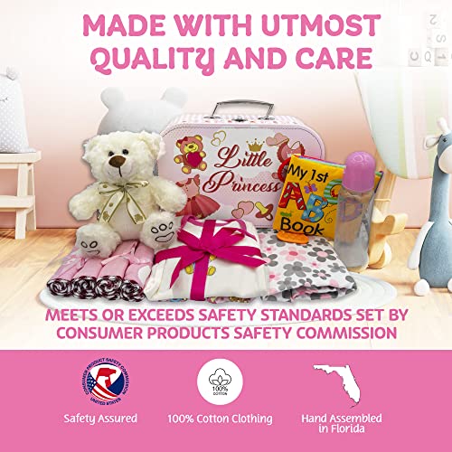 Welcome To The World Baby Girl Suitcase, New Baby Gift Set, Baby Basket Gift Essentials In Unique Keepsake Suitcase Box, Pink, Medium - Nikki’s Gift Baskets #TOP4