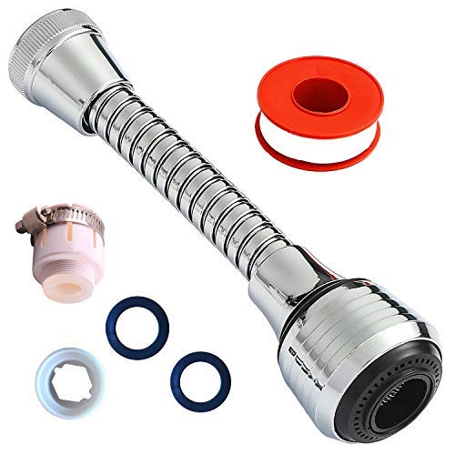 Rubinetto flessibile a 360°, aeratore per lavello da cucina, cromato (argento)