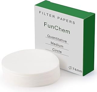 FunChem Quantitative Filter Paper Circles, 74 mm Diameter Cellulose Lab 75mm