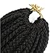Wavy Ends 3S Box Braids Crochet Braiding Hair Extensions Black Color Synthetic Goddess Box Braids With Free Curly End Crochet Braids For Woman Girls 22strands/pack (14inch, 1B)