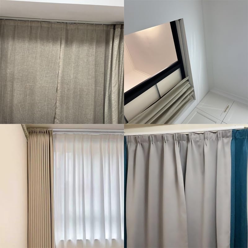 Doppelläufige Gardinenstangenhalterung – 2,5 m versteckte Aluminium-Schiebe-Vorhangschiene für Büros, Hotels, Kliniken – Schwarz, 2,7 m, perfekt für moderne Dekoration