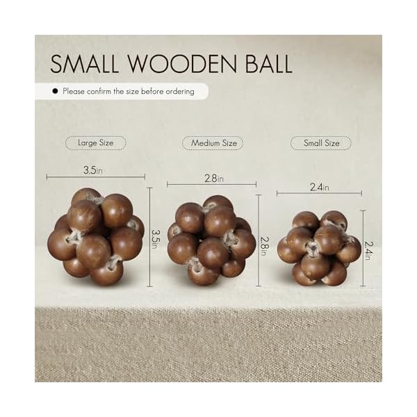 Oakrain wood knot link ball decor small decorative ball decor set of 3 home decor modern farmhouse shelf decor rustic decorative objects for home living room bedroom coffee table decorations  urban country home decor