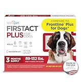 FirstAct Plus Flea Treatment for Dogs, Extra Large Dogs 89+ lbs, 3 Doses, Same Active Ingredients as Frontline Plus Flea and Tick Prevention for Dogs