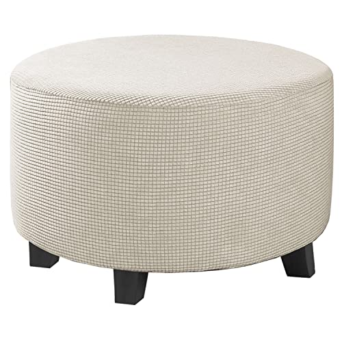 Image of H.VERSAILTEX Ottoman Cover Stretch Ottoman Slipcover Round Ottoman Storage Cover Folding Stool Covers Furniture Protector Cover for Footrest Ottoman Fit Dia 30 inch - 41 inch, Island Fossi