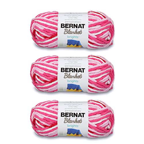 Image of (3 Pack) Bernat Blanket Brights Yarn - Raspberry Ribbon Variegated