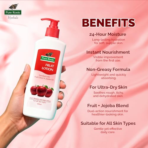 Image of Pure Roots Body Lotion Combo - Fruit Lotion & Cocoa Butter (400ml x 2) | Pack of 2 Moisturizing Body Lotion for Men & Women | Fast Absorbing, Non-Sticky | Deep Nourishment & Instant Hydration for All Skin Types | All Season Use