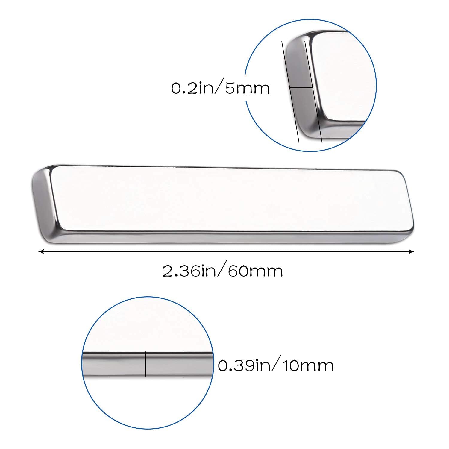 LOVIMAG Imanes de barra de neodimio resistentes al agua, imanes de nevera con adhesivo de doble cara, imanes resistentes para puerta de ducha, nevera, oficina, científico, etc., 60 x 10 x 5 mm