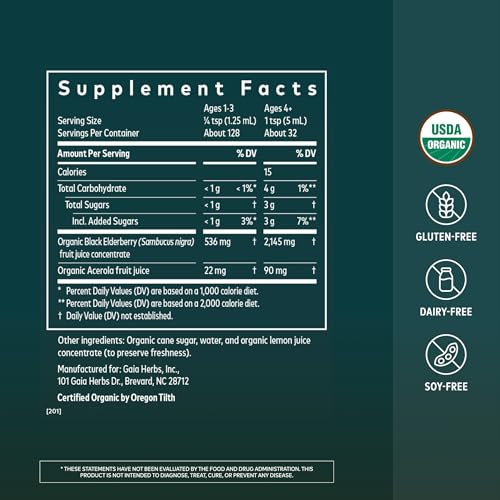 Gaia Herbs Organic Black Elderberry Syrup