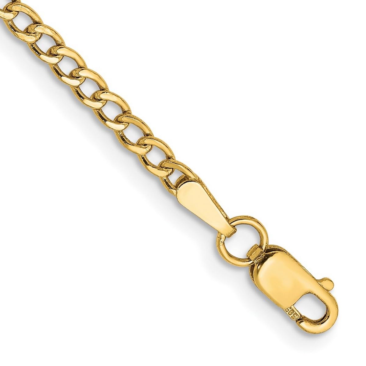 JewelryWebGold 2.5mm Semi solid Curb Link Chain Bracelet Jewelry for Women - Length Options: 25 18 20