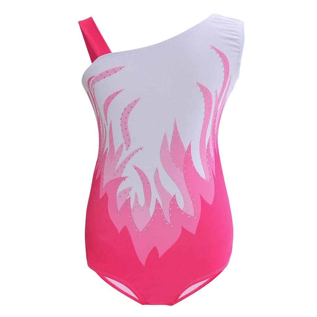 Girls Flame One Cold Shoulder Gymnastic Leotards Bodysuit Outfits Pink 8-image-40