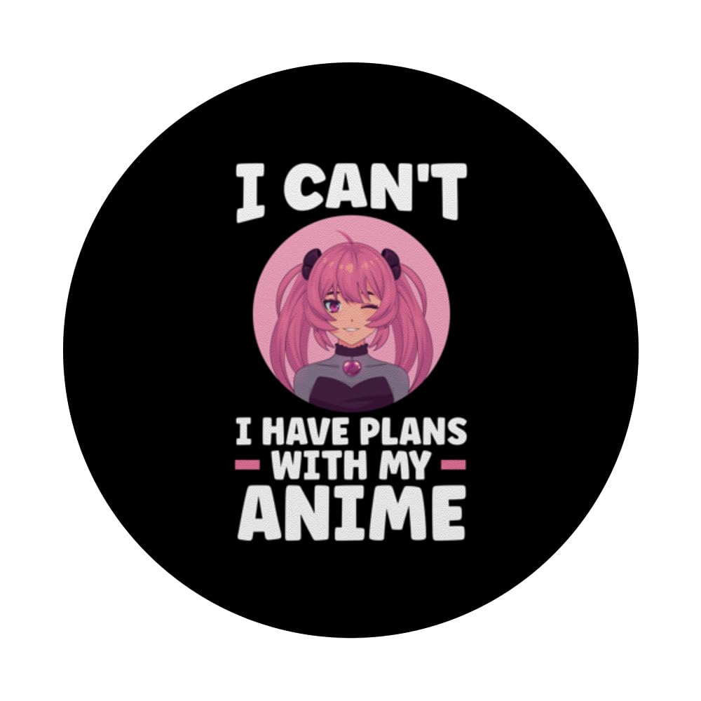 i ca't i have plans with my anime South Korea PopSockets Swappable PopGrip, Black - Image 3
