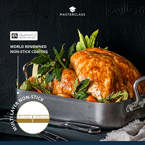 MasterClass Teglia con Cestello e Rivestimento Antiaderente Teflon Xtra in Scatola Regalo, Teglia in Acciaio al Carbonio con Maniglie, 40 x 28 x 8cm (15,5 x 11 x 3''), Grigio - immagine 6