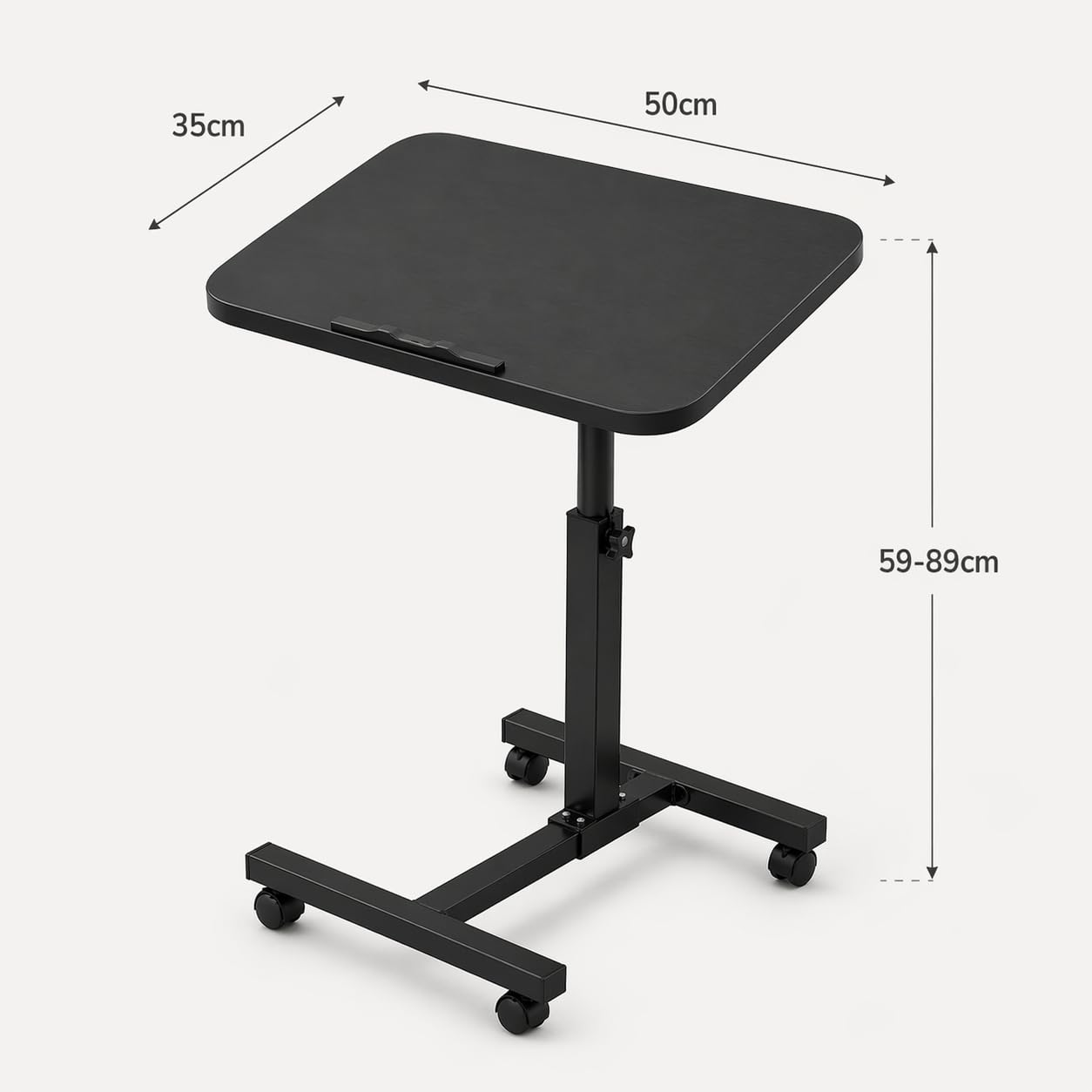 Generico Tavolino Laptop Regolabile con Ruote, Tavolo PC per Divano e Letto, Altezza Regolabile 59–89 cm, Tavolino Porta Notebook Girevole 360°, Scrivania Salvaspazio per Casa Ufficio