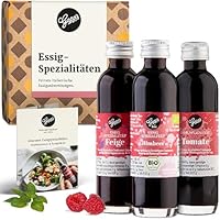 Gepp’s Feinkost 3er Mini Essig Set I Essig Geschenkset für Genießer I Tomaten Balsam, Feigen Balsam & Bio-Himbeeressig I Essig Geschenkbox I Ideal für Salate, Käse & mehr I Mini Flaschen à 40 ml