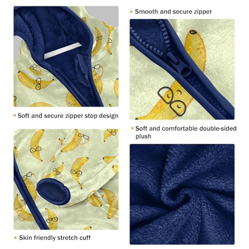 Funny Banana Toddler Fleece Jacket Baby Boys Hooded Zipper Long Sleeve Thick Warm Outerwear 3-10 Years3