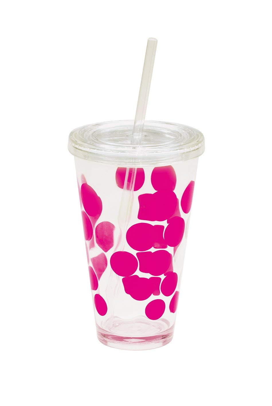 Zak DesignsDot Dot 16oz tumbler with clear lid and straw