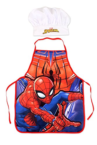 Spiderman Set Mandil et Bonnet Cuisine Ustensile de Cuisine Camping et Randonnée Unisexe Enfant Multicolore (Multicolore) Unique