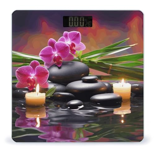 Báscula digital de baño con piedras de masaje y bambú miniatura 1