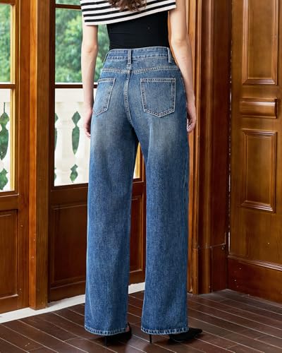 Womens Jeans High Waisted Stretchy Tummy Control Baggy Wide Leg Straight Leg Denim Pants Trendy 2025 for Women3