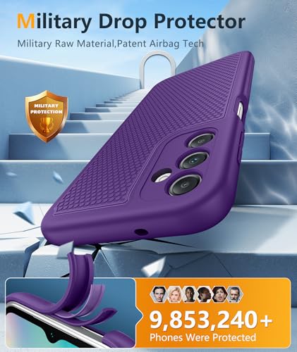 Image of FNTCASE for Galaxy A14-5G Phone Case: Samsung A14 5G Military Grade Drop Protection, 14ft Drop Tested, Screen Protector Included, Anti-Slip Matte Textured, TPU+PC Dual Layer Shockproof Cover (Purple)