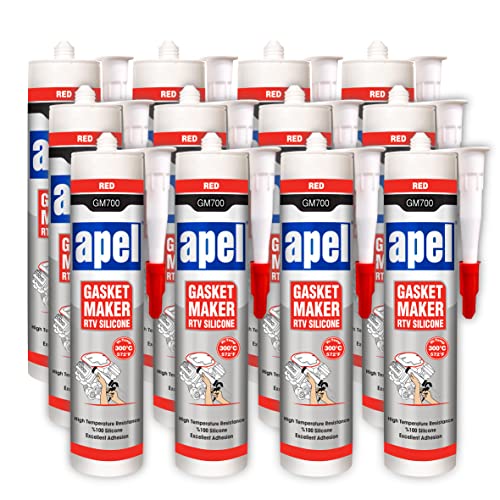 APEL High Performance RTV High-Temp Silicone Gasket Maker and Sealant Heat Resistant from 104ºF to 572ºF Red (12 Pack)