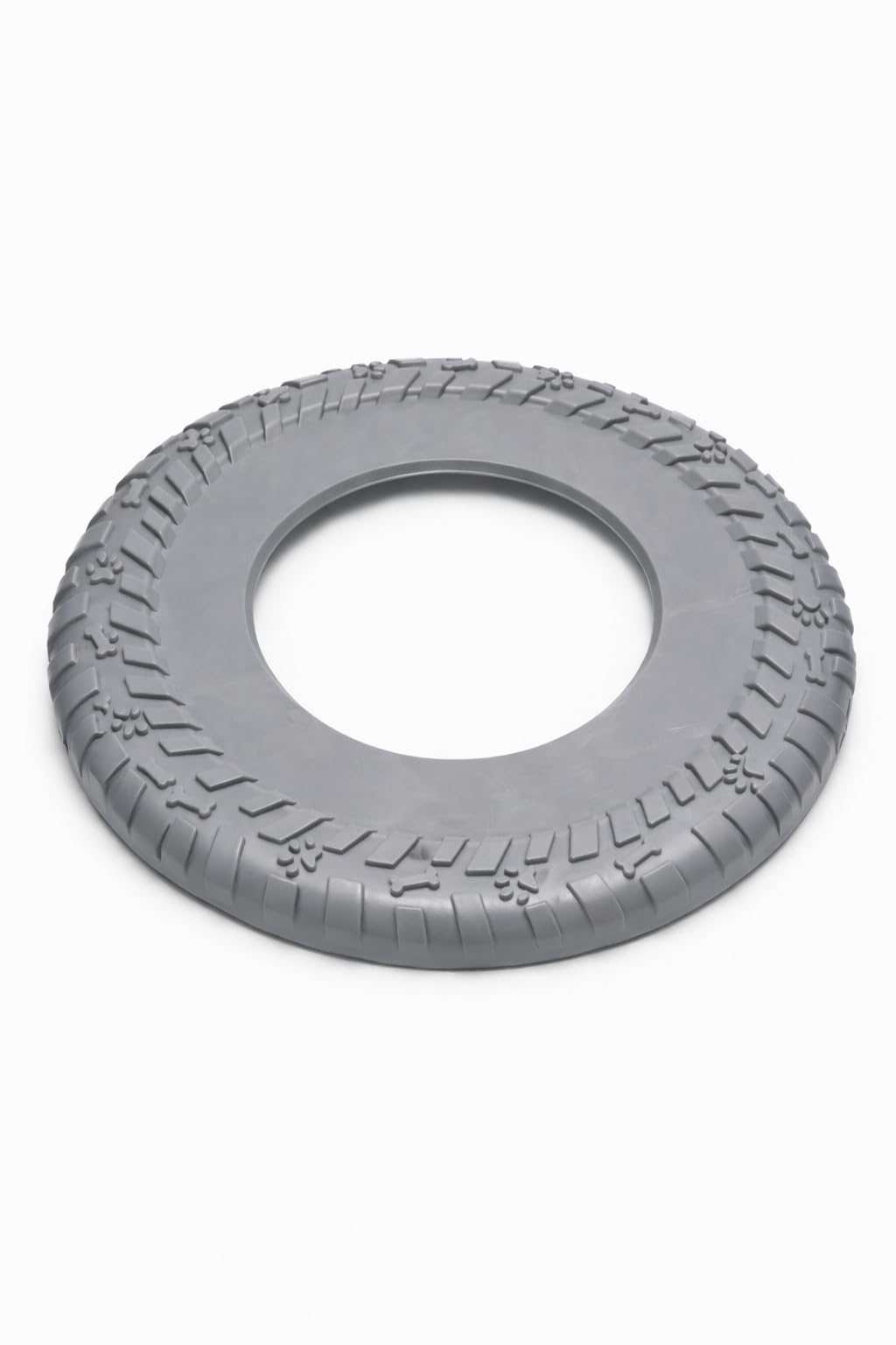 Pet Guru Dog Fetch Ring Flying Disc Frisbee Toy, Durable and Safe for Teeth, 25 CM Diameter, Strong Textured Grip 3 Colours (Grey, Large 25CM)