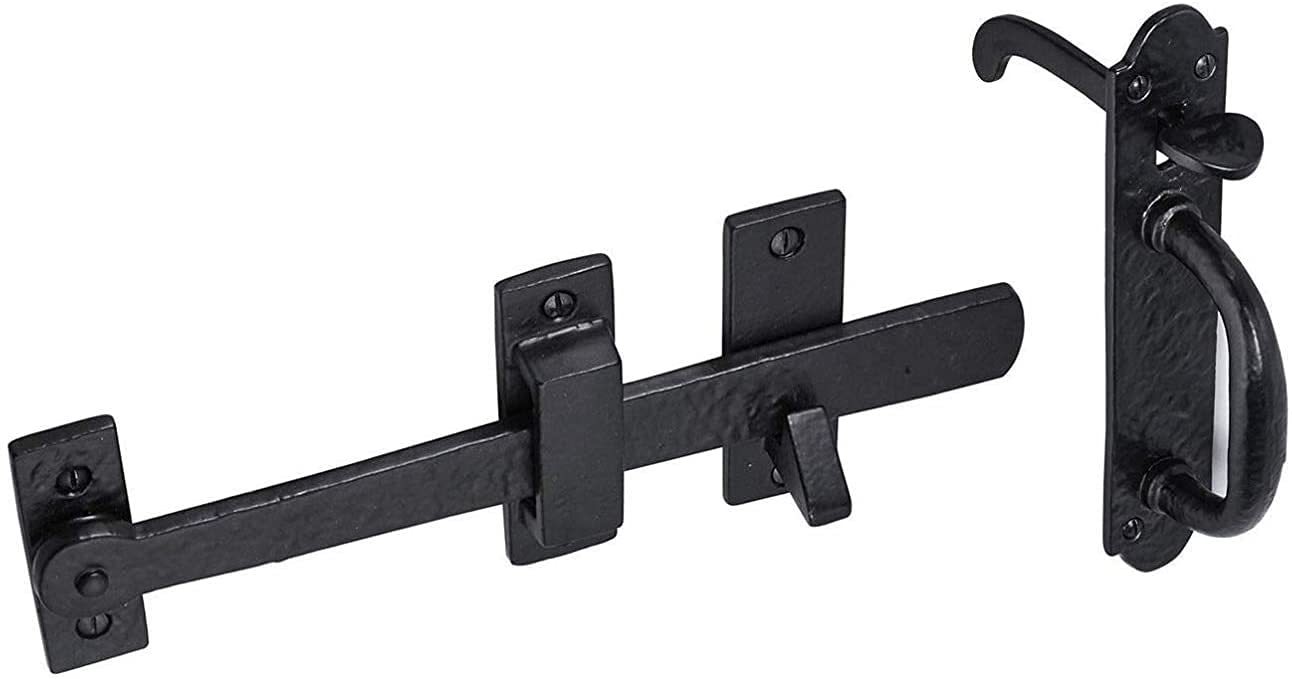 Brass & Metal Black Suffolk Thumb Latch Set, Antique Cottage Door & Gate Latch
