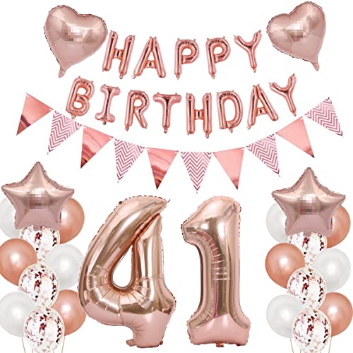Ensemble décoration 41e anniversaire or rose femme, décoration anniversaire 41 ans ensemble or rose, ballons décoration anniversaire 41 ans femme, décoration anniversaire femme 41 ans décoration Cover