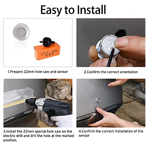 Image of Wireless Parking Sensor, Reverse Radar System with 4 Car Backup Sensors, LED Distance Display with Sound Warning + 4 Blue Parking Sensors
