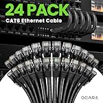 GEARit Cat 6 Ethernet Patch Cables 1 ft Black (Cat 6 Ethernet Cables 1 ft 24-Pack), CAT6 High Speed 24AWG 10Gbps RJ45 Snagless Gold-Plated, Ethernet Cable for Router, Switch, PC, PS5 Gaming, Server - Image 2