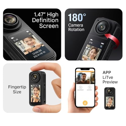 Image of Golens 2.7K Mini Action Camera with Audio Recording, 180 Rotatable Lens, WiFi App Control, Magnetic Neck Mount, HD Display | Thumb Size Wearable Body Cam for Travel, Cycling, Vlogging AC01B