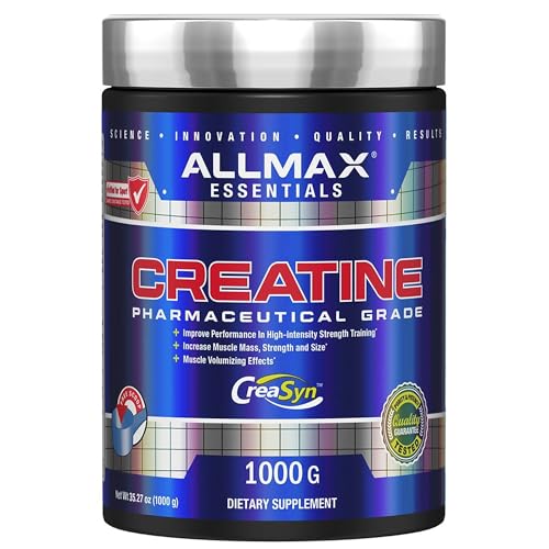 ALLMAX Nutrition Creatine Monohydrate Powder, Unflavored – Pure Micronized Creatine Supplement for Men & Women – Supports Strength, Performance & Training Intensity – Vegan, Gluten Free (1000g)
