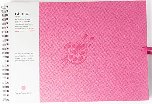 Comma Abaca - Carnet de croquis à spirale avec fermeture ruban - Format A3 (grand) - 50 feuilles - 160 g/m² - Anti-âge - Sans acide - Papier d'archivage à...