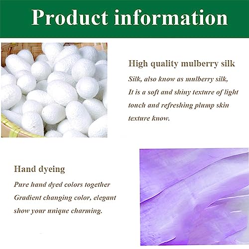 TMZAQH Women Colorful Silk Professional Belly Dance Silk Veils Hand Made Tie Dyed Scarf 250 * 114cm4