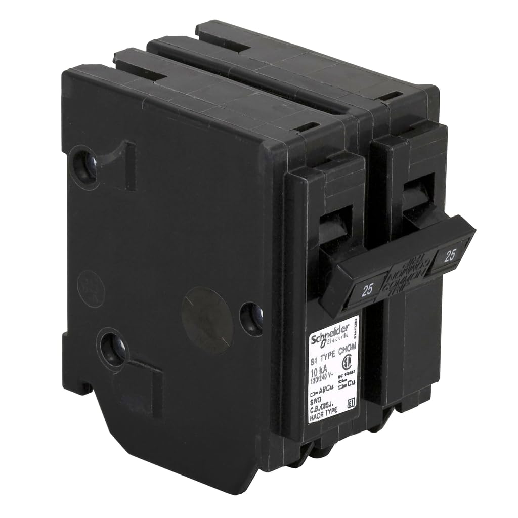 Schneider Electric - Square D, CHOM Homeline, Mini Circuit Breaker, 25A, 2 Pole, 120/240V AC, 10kA, Standard Type, Plug-On, CSA Standard Certified (CHOM225)