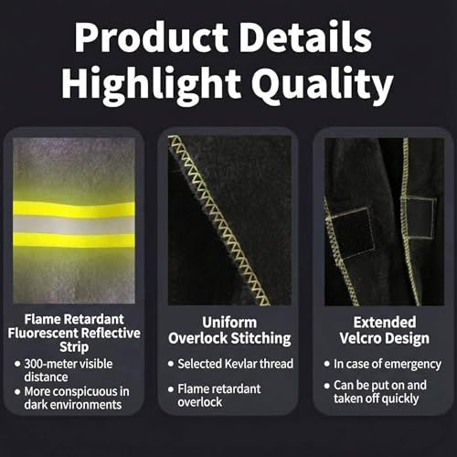 Image of Fireproof Cloak with Hood for Home Emergency - Advanced Carbon Fiber Wearable Fire Blanket (Fiberglass Free), Heat Resistant Poncho for Fire Escape