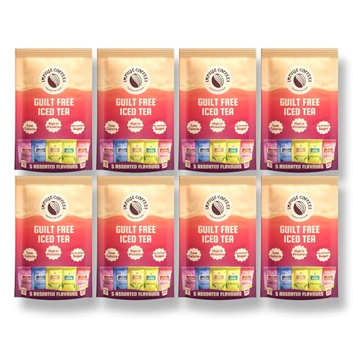 Image of Impulse Coffees Guilt Free Iced Tea Powder - Assorted Variety Pack | 5 Flavors - Lemon, Blueberry, Strawberry, Pineapple, Guava Chilli | Zero Refined Sugar | Vitamin C & B-Complex | 20g X 40 Sachets | 800g