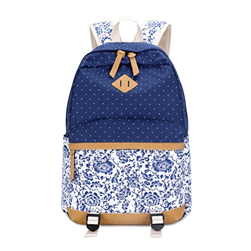 Umily Mujer Chicas Moda Mochila Lona Colegio Bolso Mochilas Ordenador Portátil Flor