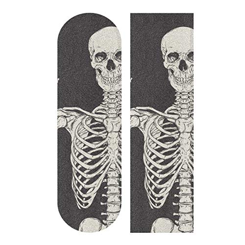 Mnsruu Human Skeleton Posing Isolated Skateboard Grip Tape Sheet Scooter Deck Sand Paper 9 x 33