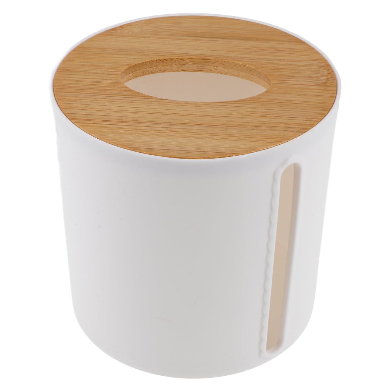 Runder Toilettenpapier Aufbewahrungskorb aus Kunststoff mit Bambusdeckel Leicht und Praktisch für Küche und Hotel Moderner Rollenpapierhalter