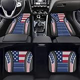 STUOARTE American Flag Print Car Floor Mats for Front and Rear, Patriotic Car...