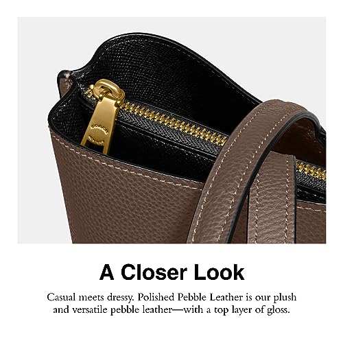 Image of COACH Polished Pebble Leather Willow Tote, Dark Stone