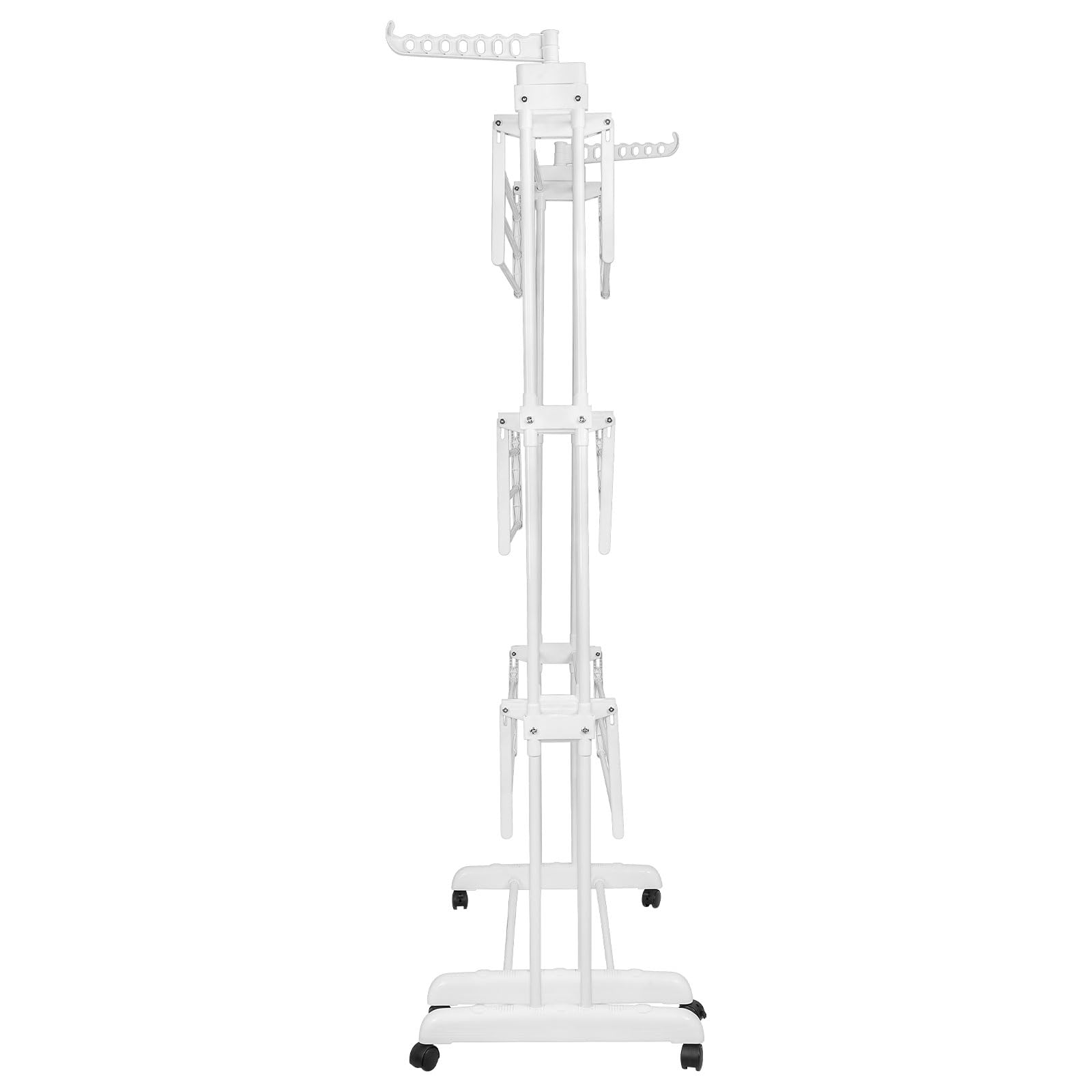 Stendibiancheria a torre, stendibiancheria estensibile e regolabile, grande capienza, con 6 ruote, freno di stazionamento a 360°, plastica e acciaio inossidabile, (bianco)